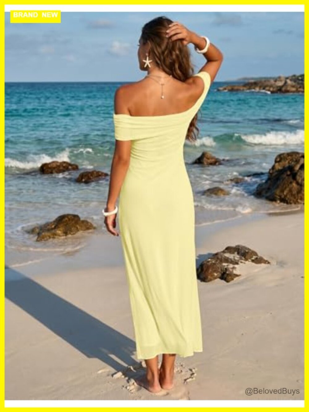 Off Shoulder Mesh Ruched Bodycon Maxi Dress Ruffle Slit Party - Picture 4 of 5